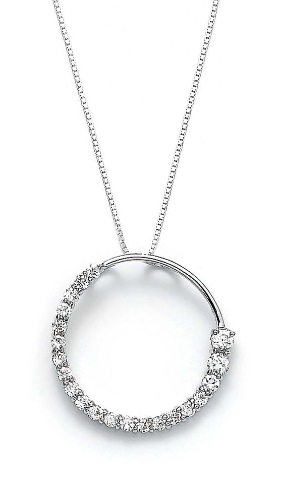 
Sterling Silver Cubic Zirconia Cubic Zirconia Journey Circle Pendant
