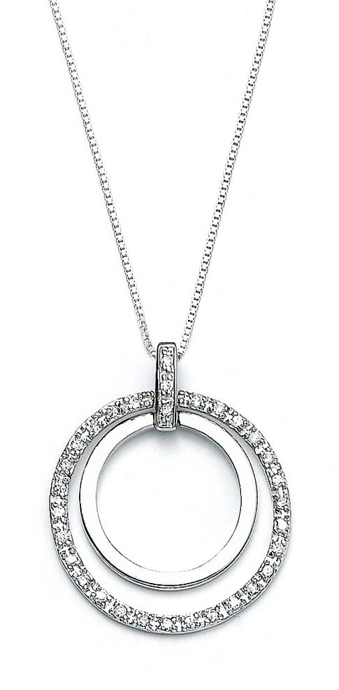 
Sterling Silver Cubic Zirconia Double Circle Pendant
