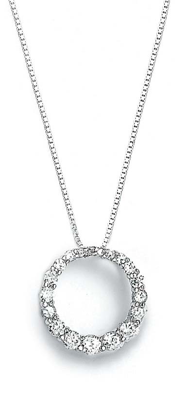 
Sterling Silver Cubic Zirconia Cubic Zirconia Journey Circle Pendant
