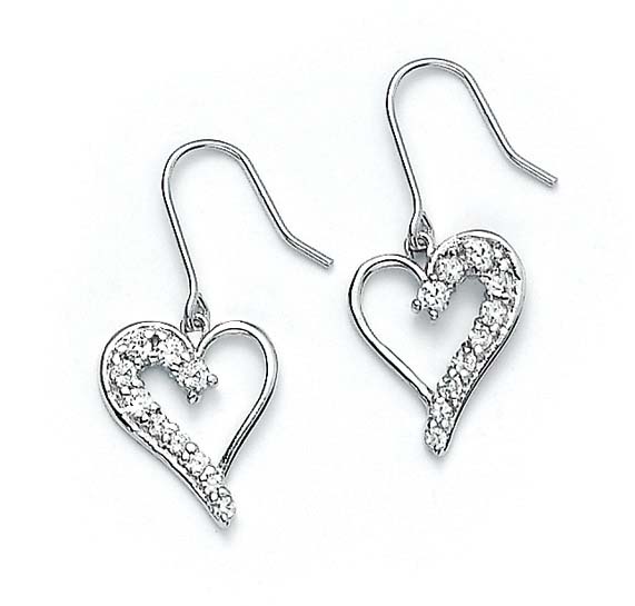 
Sterling Silver Cubic Zirconia Heart Earrings
