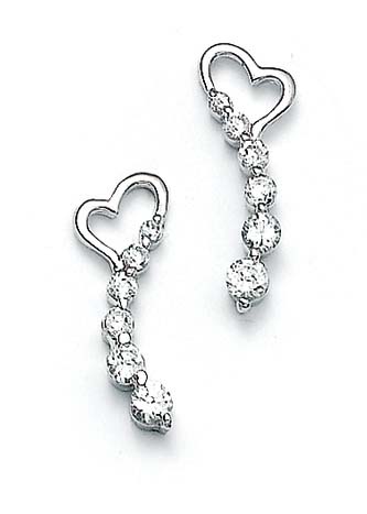 
Sterling Silver Cubic Zirconia Heart Journey Earrings
