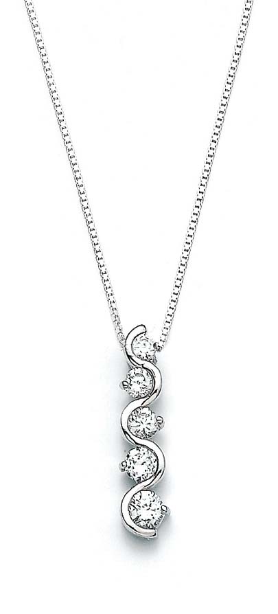 
Sterling Silver Cubic Zirconia Journey Wave Pendant
