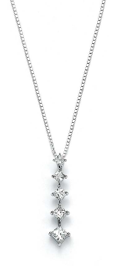 
Sterling Silver Cubic Zirconia Square Journey Pendant
