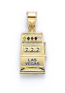 
14k Yellow Gold Enamel Las Vegas Slot Machine Pendant
