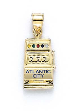 
14k Yellow Gold Enamel Atlantic City Slot Pendant

