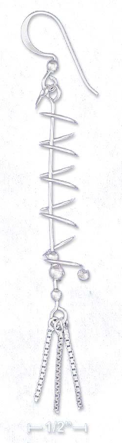 
Sterling Silver 2 3/4I Corkscrew Earrings Stick Beads 3 Box Chain strand
