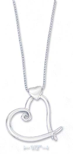 
Sterling Silver 16I Italian Box Necklace Whimsical Open Heart Solid Heart
