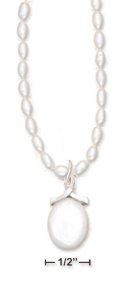 
Sterling Silver 16I White Freshwater Cultured Pearl Necklace 12x15mm White Simulated Mother of Pearl
