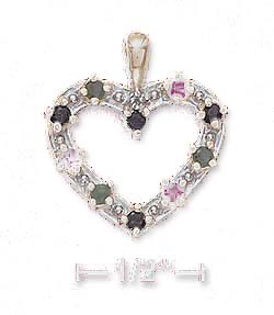 
Sterling Silver 18I Box necklace Sapphire Ruby Emerald Illusion Set Heart

