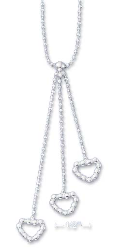 
Sterling Silver Italian 16I Bead necklace Beaded Hearts Slide-able Tassel
