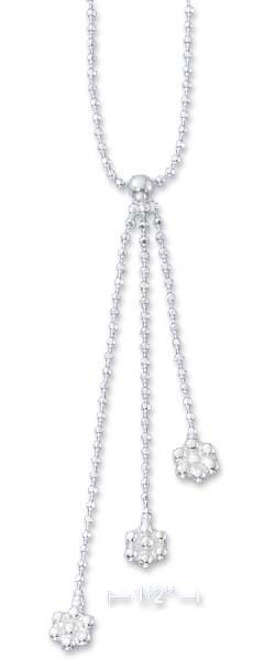 
Sterling Silver Italian 16I Bead necklace Beaded Floral Slide-able Tassel
