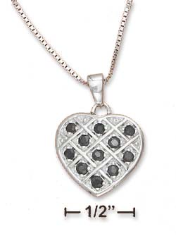 
Sterling Silver 17m Crosshatch 17m Heart Pendant Sapphires 18I Box Chain
