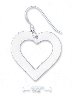 
Sterling Silver 7/8 In Flat Open Heart Earrings French Wires
