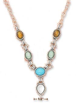 
SS 16-20 In Adj. Amber Simulated Turquoise Open Necklace With Simulated Mother of Pearl Tear
