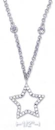 
SS Curb Necklace 4mm CZ On Chain 20mm CZ 
