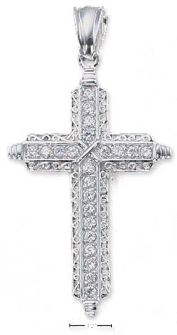 
Sterling Silver 3 In Cubic Zirconia Cross Pendant Edges Center X On Bail
