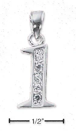 
Sterling Silver and Cubic Zirconia Number 1 Charm - 1/2 In With Out Bail

