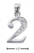 
Sterling Silver and CZ Number 2 Charm - 1
