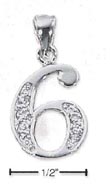 
Sterling Silver and CZ Number 6 Charm - 1
