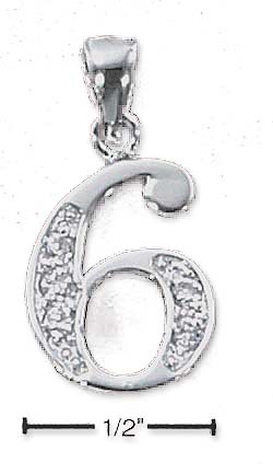 
Sterling Silver and Cubic Zirconia Number 6 Charm - 1/2 In With Out Bail
