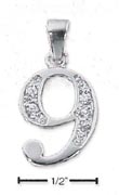 
Sterling Silver and CZ Number 9 Charm - 1
