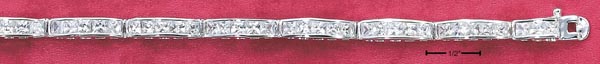 
Sterling Silver 7 In Channel Set Domed Elongated Tennis Bracelet With Cubic Zirconias
