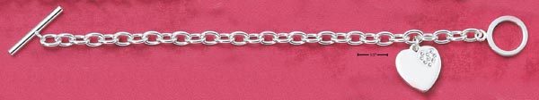 
Sterling Silver 7 In Toggle Bracelet With Engravable Heart White Crystals
