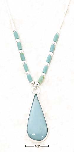 
Sterling Silver 16 In LS Necklace With Simulated Turquoise Heshi Turquoise Teardrop
