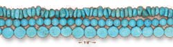
Sterling Silver 17 In 3 strand Simulated Turquoise Bead-Disc Nugget Toggle Necklace
