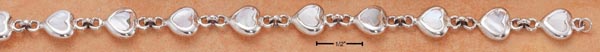 
Sterling Silver 7 In Flatback Simulated Mother of Pearl Heart Bracelet
