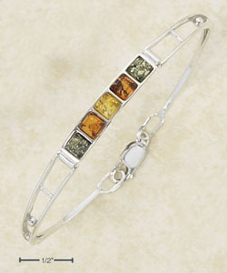 
Sterling Silver 7 In Multicolor Amber Double Hinged Bracelet
