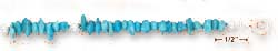 
Sterling Silver 9 In Simulated Turquoise Nugget Anklet Three 5mm Beads
