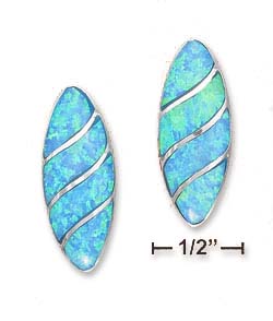 
Sterling Silver 1 In Simulated Blue Simulated Opal Inlay Post Earrings

