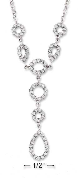 
Sterling Silver 16 In Rolo necklace With Tear Shaped Cubic Zirconia Drop
