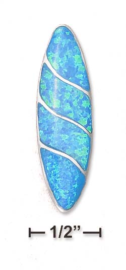 
Sterling Silver 1.5 In Elongated Simulated Blue Simulated Opal Pendant

