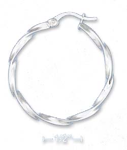 
Sterling Silver 1 3/8 In. Twisted Stock Tubular Hoop Earrings French Lock
