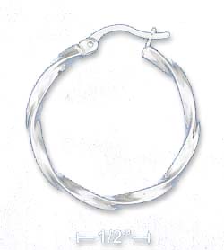 
SS 1 1/4 In. Twisted Stock Tubular Hoop Earrings French Lock
