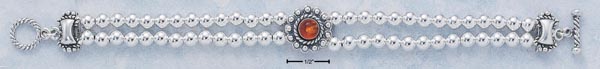 
Sterling Silver 7 In. 5mm 2-strand Bead With Amber Flower Toggle Bracelet
