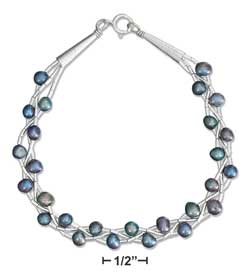 
SS 7 In. 2-strand Twist LS With Gray Freshwater Cultured Pearl Beads Bracelet
