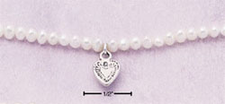 
Sterling Silver 6 In. Childrens White Freshwater Cultured Pearl Bracelet With Heart Dangle
