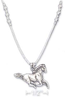 
SS 16 In. LS Choker Necklace With Running Horse Silver Beads
