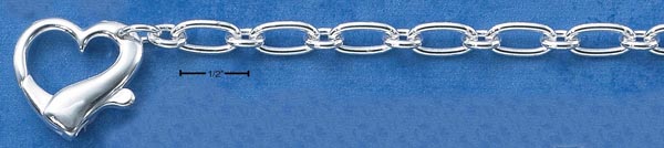 
Sterling Silver Italian 7 In. Open Bracelet With Extra Heart Shaped Clasp
