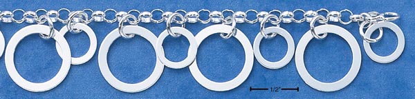 
Sterling Silver Italian 7 In. Rolo With Small Open Circle Charms Bracelet
