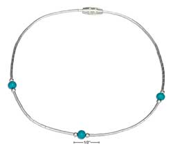 
Sterling Silver 9 In. Simulated Turquoise Bead On Liquid Silver Anklet
