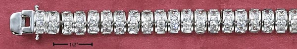 
Sterling Silver 7 In. Continuous 3 Cubic Zirconia Dome Flexible Bracelet
