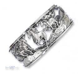 
Sterling Silver 1 In. Cuff 3 Horses Running In The Mountains

