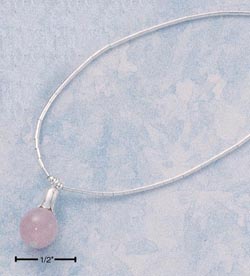 
Sterling Silver 16 In. LS With 8mm Rose Quartz Bead Necklace
