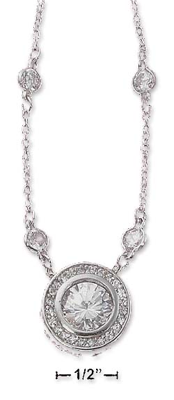 
Sterling Silver 16 In. 10mm Round Fancy Cubic Zirconia Necklace Cubic Zirconia Chain
