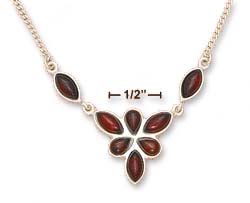 
Sterling Silver 17 In. Teardrop Cherry Amber Dangle Necklace
