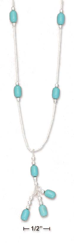 
Sterling Silver 16 In. LS Scattered Simulated Turquoise Beads Necklace
